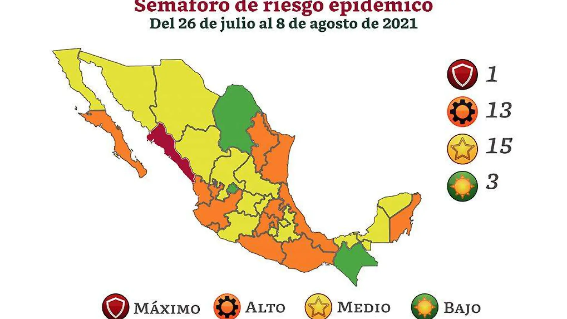 Semáforo de riesgo epidémico 26 de julio-8 de agosto